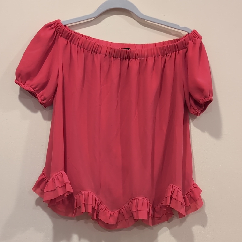 Milly Pink Ruffled Flutter Sleeve Blouse